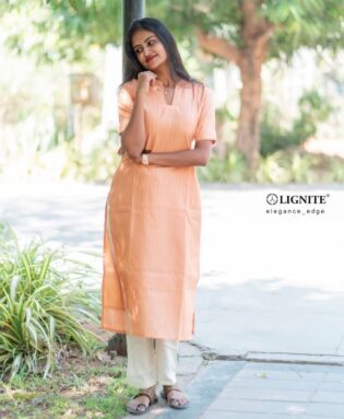 SILK COTON KURTHI -ORANGE