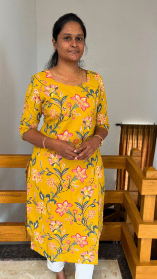 Sandal Yellow Pure Cotton Straight Cut