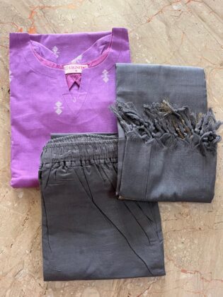 Pure Handloom Cotton-Purple