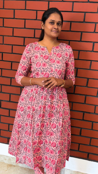 Pure Cotton Katha Stitch Pink